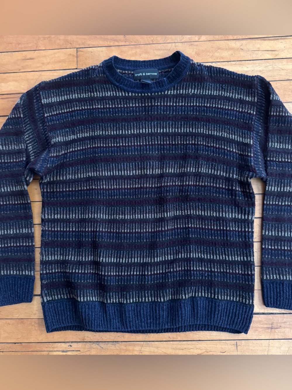 Vintage 90s Croft Barrow Sweater Men's Large Grandpa Textured Geometric navy m